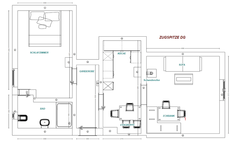 Grundriss Ferienwohnung Zugspitze